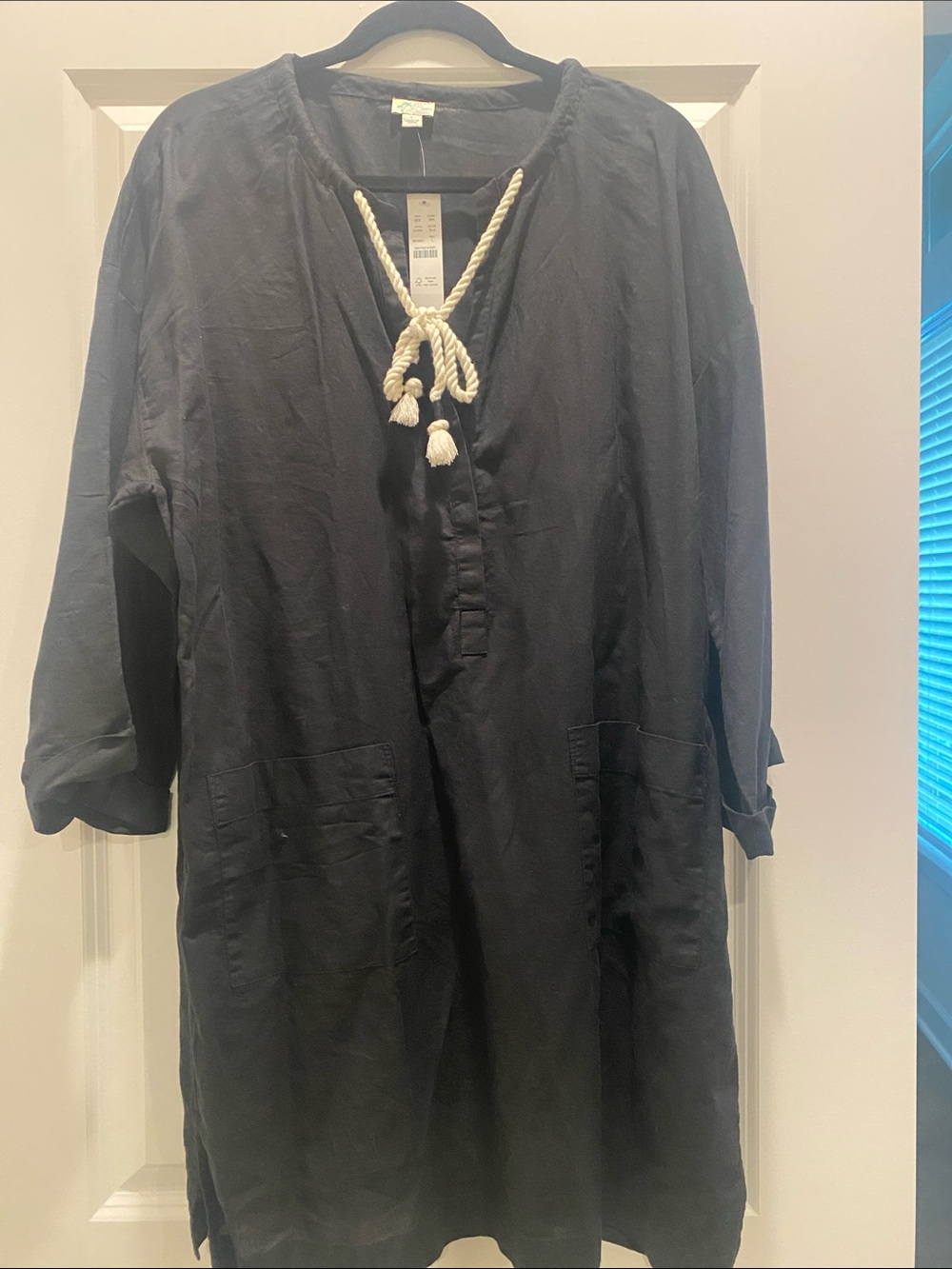 J. Crew Black Swim Coverup Tunic with Rope Tie